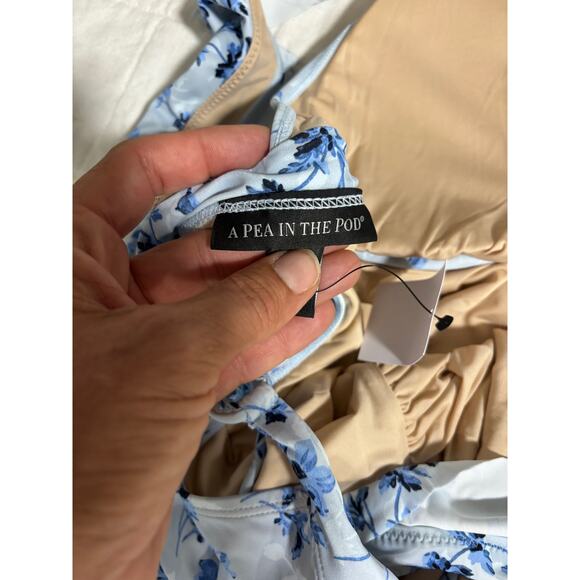 NWT A Pea In The Pod One‎ Piece Swimsuit, Ruffle Strap, Lace Up Back, Floral, S - Picture 7 of 9